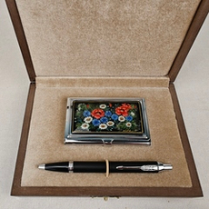 Набор "Полевые цветы" визитница персональная, ручка