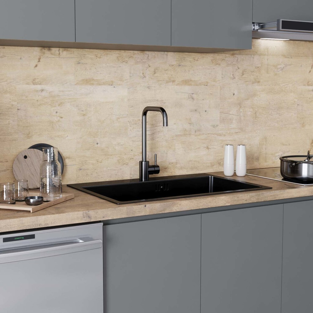 Смеситель для кухни 35k MIXLINE MLSS-0301BL трубчатый излив, ЧЕРНЫЙ ГРАФИТ