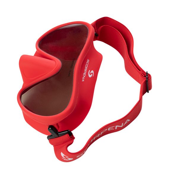 Маска с зеркальными линзами Scorpena N3 с эластичным ремешком красная