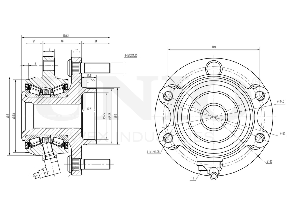 Ступица передняя (с ABS) UNIO HUB-20099