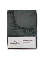 Сатиновая простынь на резинке EcoCotton 180х200 | темно-зеленая