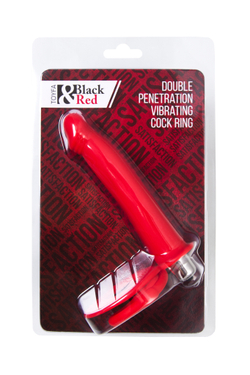 Насадка на пенис для двойного проникновения Black&Red by TOYFA, силикон, красная, 19 см
