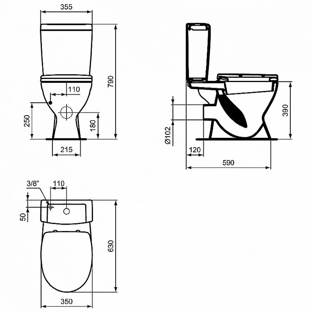 Унитаз напольный Ideal Standard Eurovit V337001 белый, с бачком, с крышкой