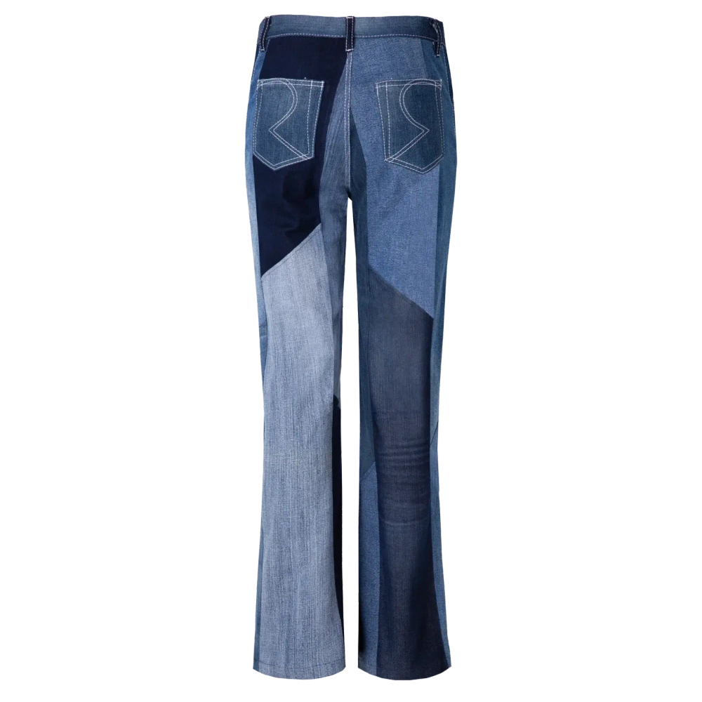 Прямые джинсы пэчворк, синие