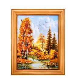 AMB-74/24 Картина «Красота природы» (с янтарной крошкой) дер.краш.рамка 12х15