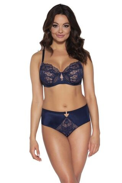 Стильный бюстгальтер на косточках plus size с кружевом (Размер: 100F) (Цвет: темно-синий)