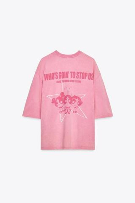 ZARA ФУТБОЛКА С ЭФФЕКТОМ ПОТЕРТОСТИ LAS SUPER NENAS™, РОЗОВЫЙ
