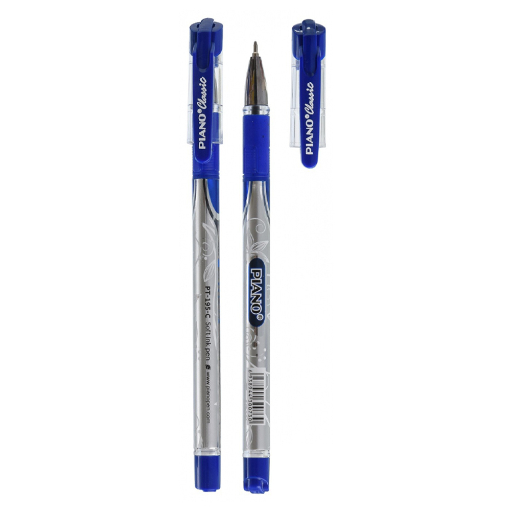 Ручка шариковая, масляная, Piano, синие чернила, серия "Butterfly", прозрачный корпус, 50 шт