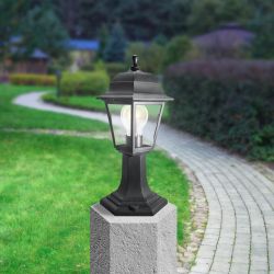 Садово-парковый светильник ЭРА «Оскар» НТУ 04-60-001 черный 4-гранный напольный IP44 Е27 max60Вт | Садово-парковые светильники