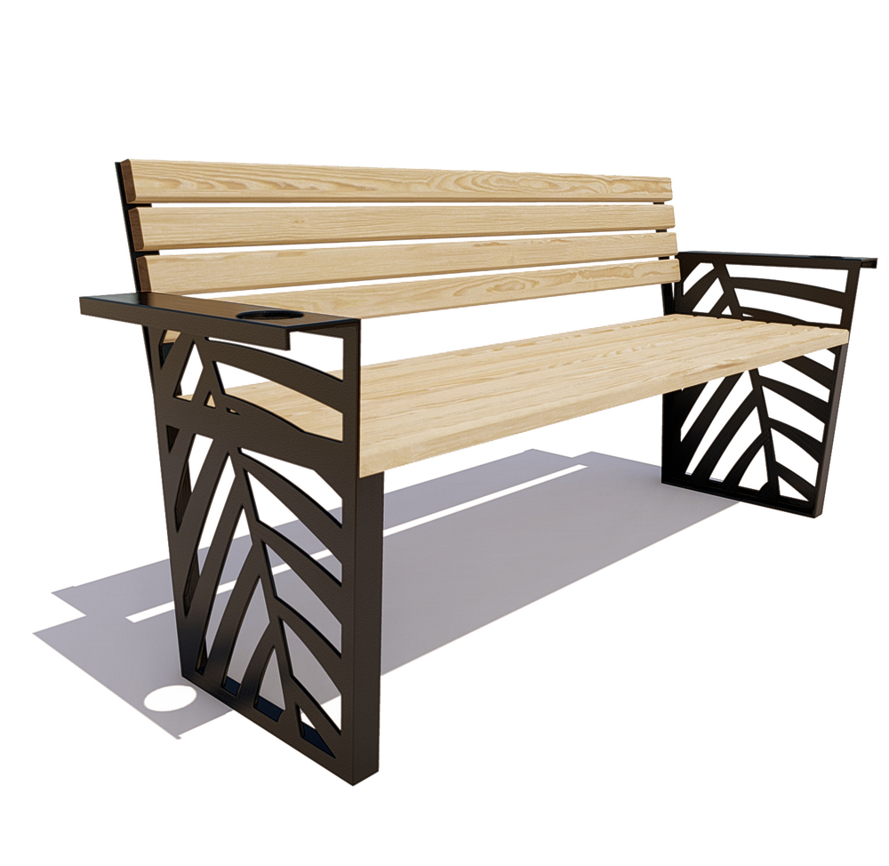 Скамейка стальная "Крым" лиственница 0,6м, лак