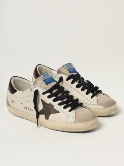 Кеды мужские Golden Goose Super-Star из белой кожи и серой замши