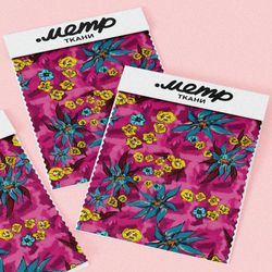 Ткань блэкаут синие и горчичные цветы