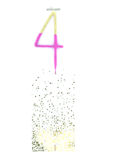 Бенгальская свеча "4" (розовый / золото) 1 шт