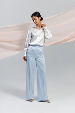 Брюки-палаццо Анна из голубого атласа SHARO