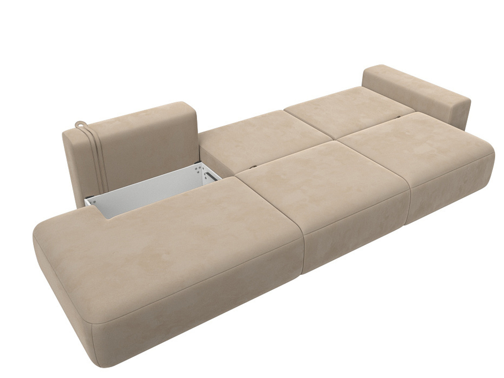 Диван прямой Лига-036 НПБ Модерн Лонг подлокотник справа ВЕЛЮР Бежевый