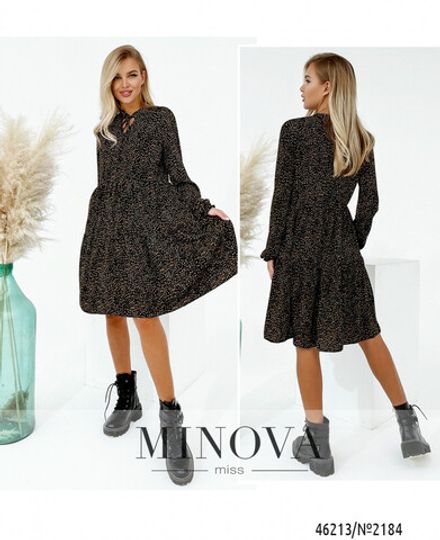Платье 2184-черный-коричневый Minova Фото 1