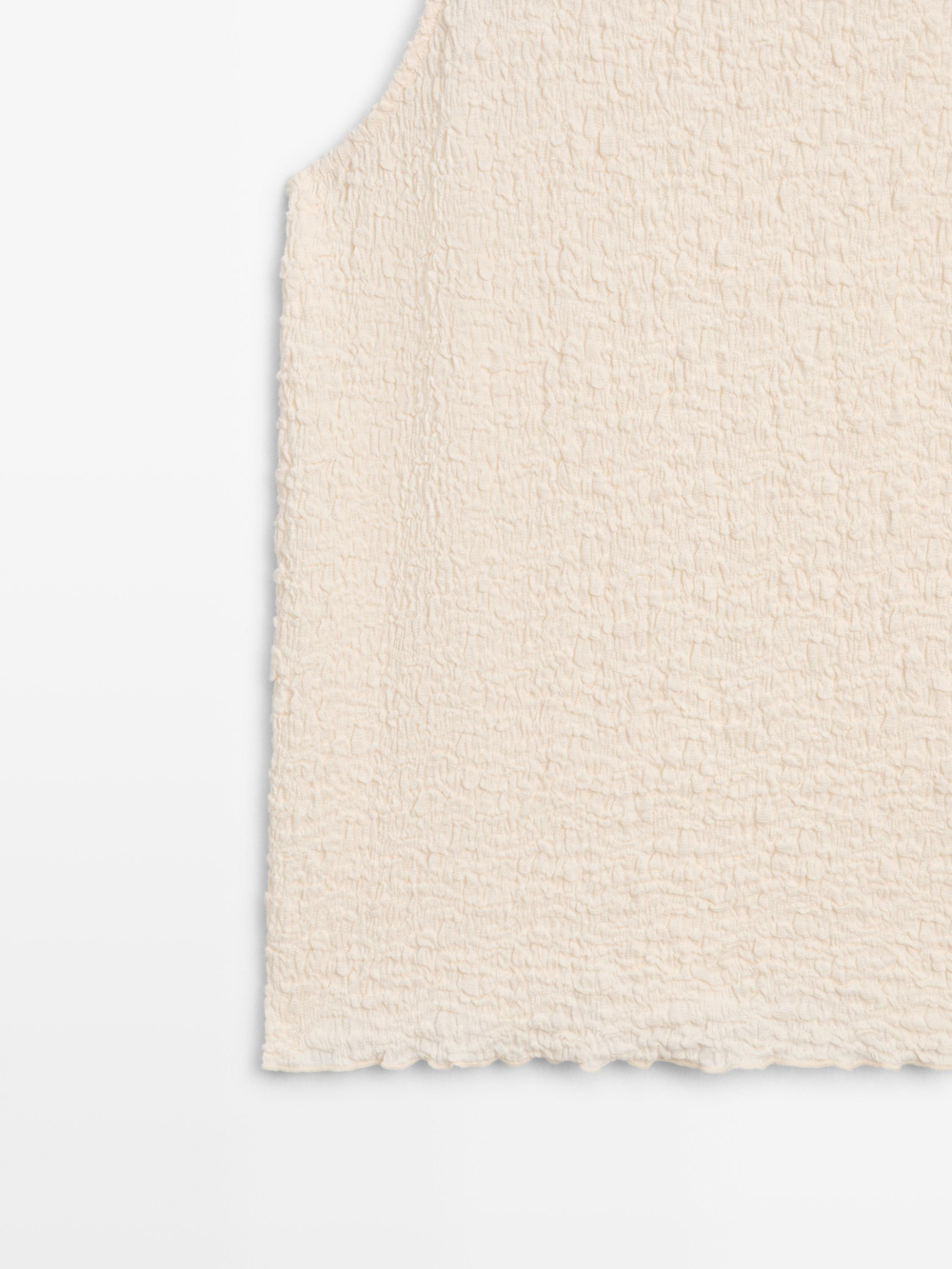 Massimo Dutti Топ с горловиной халтер из ткани с рельефным узором, натуральный/кремовый