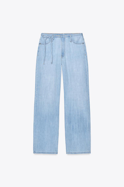 ZARA ДЖИНСЫ В ПИЖАМНОМ СТИЛЕ, СИНИЙ