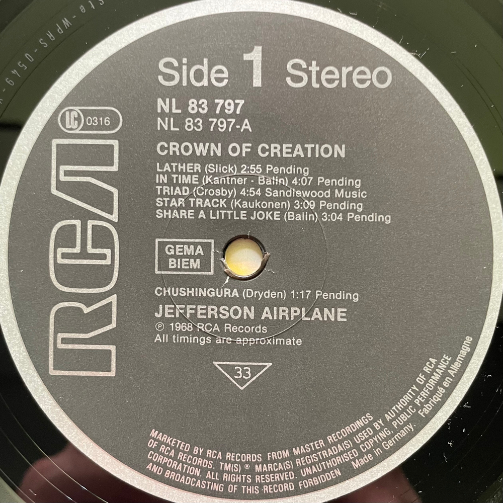 Jefferson Airplane ‎– Crown Of Creation (Германия)