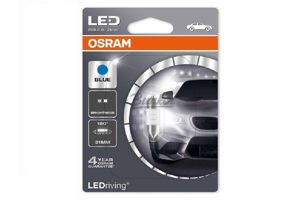 Лампа C5W 12V 0,5W SV8.5-8 LEDRIVING standart С5W/голубой/ (31mm) 1 шт.