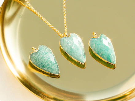 Подвеска "Сердце" в оправе, из амазонита