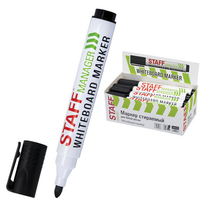 Маркер для белой доски 3мм. стираемый "Manager" WBM-300" черный (STAFF)