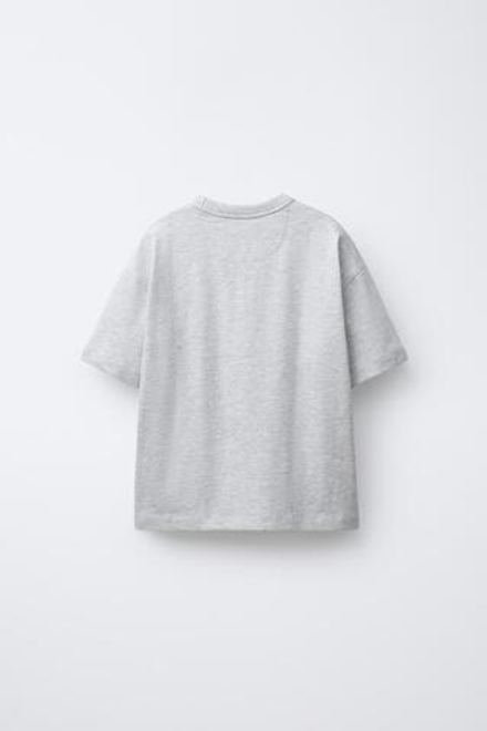 ZARA ФУТБОЛКА С НАДПИСЬЮ, СЕРЫЙ МЕЛАНЖ