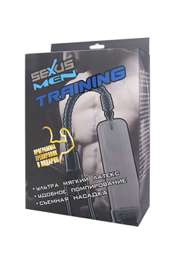Помпа для пениса Sexus Men Training, вакуумная, механическая, ABS пластик, черный, 22 см
