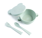 ЭКО посуда Bear (миска с крышкой 330мл, ложка и вилка) зеленый (П-Ц)