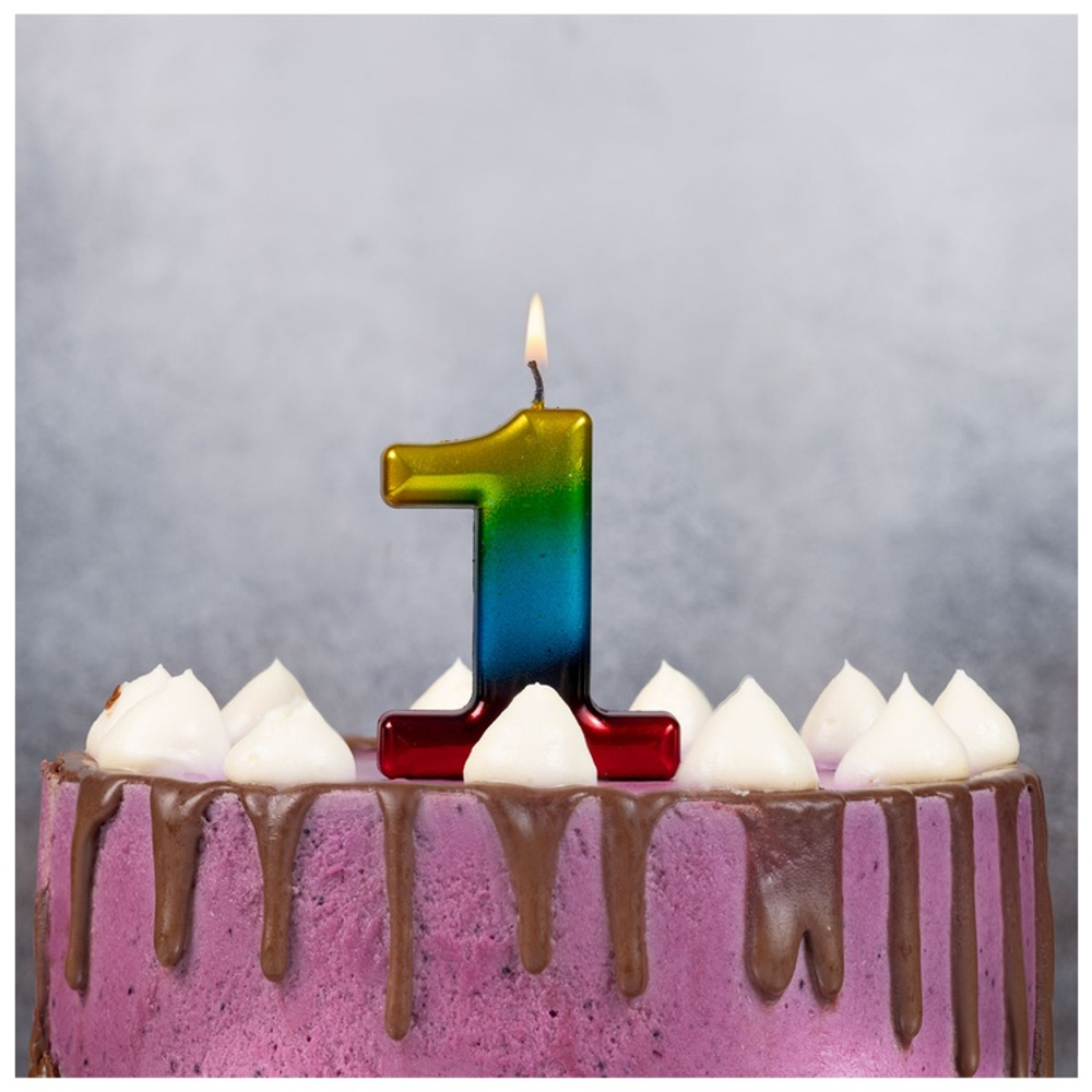 Свечи-цифры Радуга 8 см