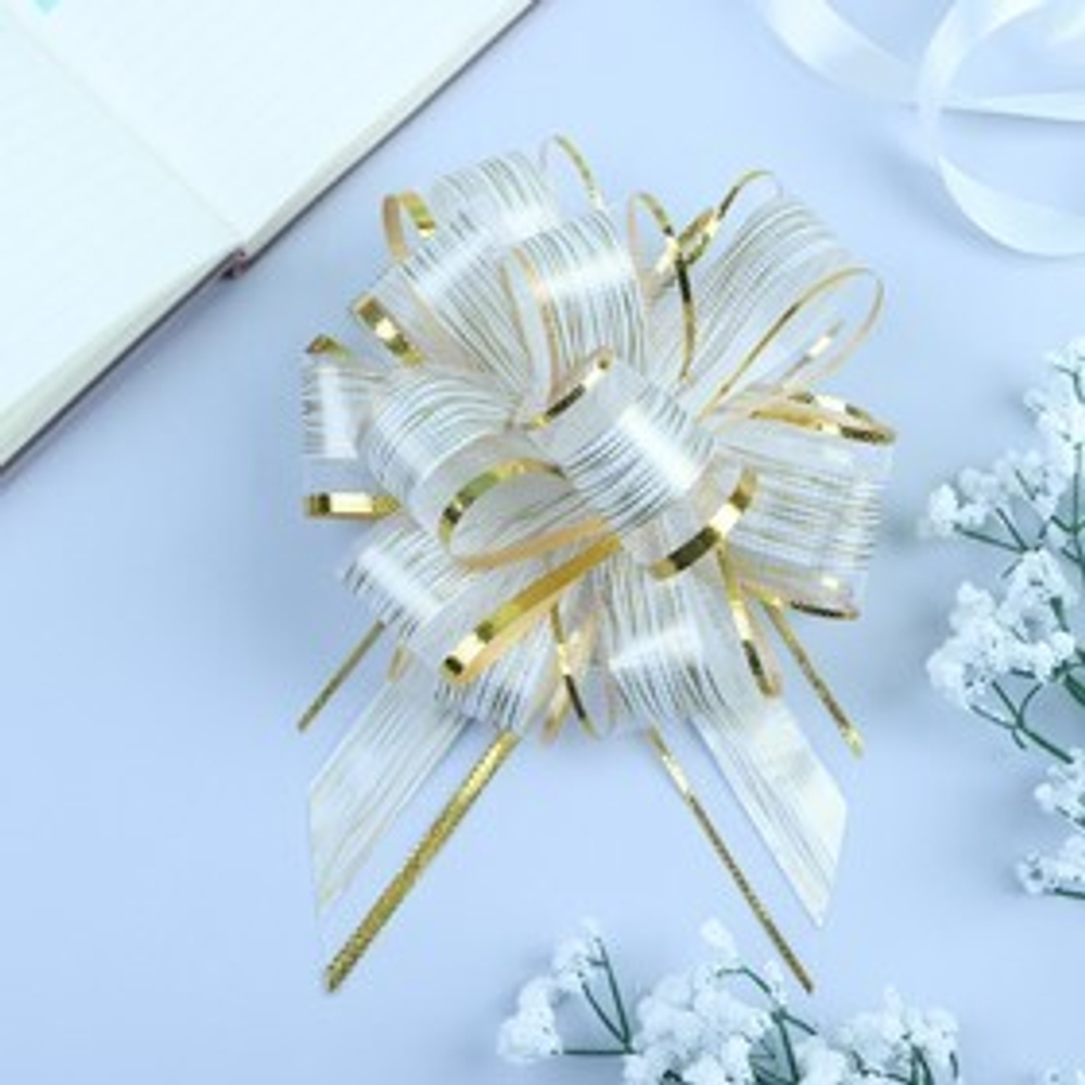 Бант-шар №5 "Узор"  Белый с золотом