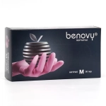 Перчатки нитриловые смотровые нестерильные неопудренные текстурированные на пальцах Benovy Nitrile MultiColor размер S розовый 50 пар