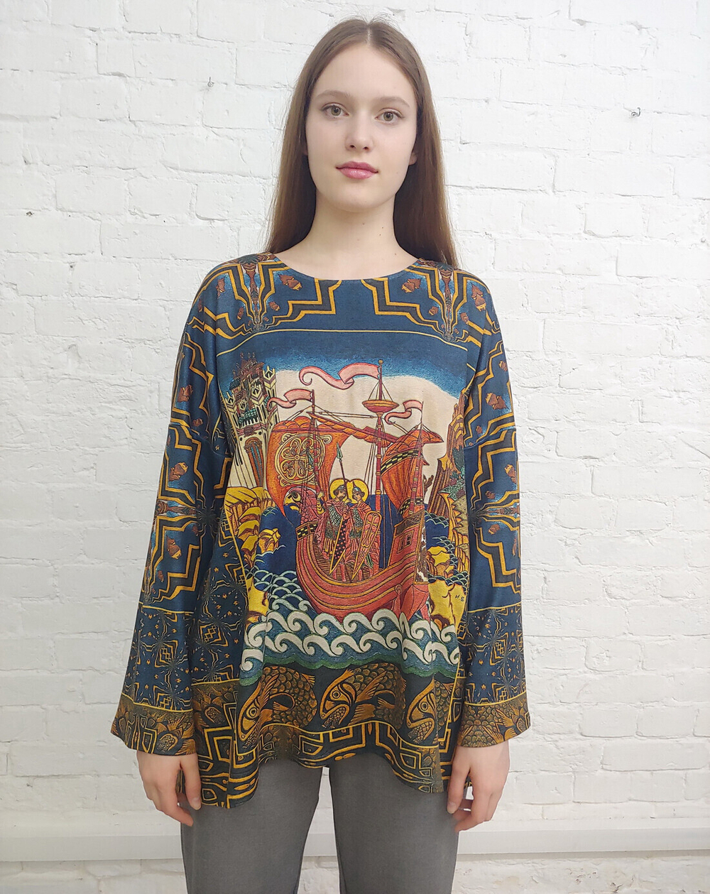Туника "Корабль" по мотивам картины Ивана Билибина «Святые Борис и Глеб на корабле»