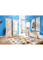 Шкаф для обуви Неаполь из сосны с зеркалом 63х31х179 см, белый воск