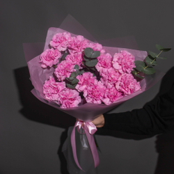 Букет диантусы с эвкалиптом