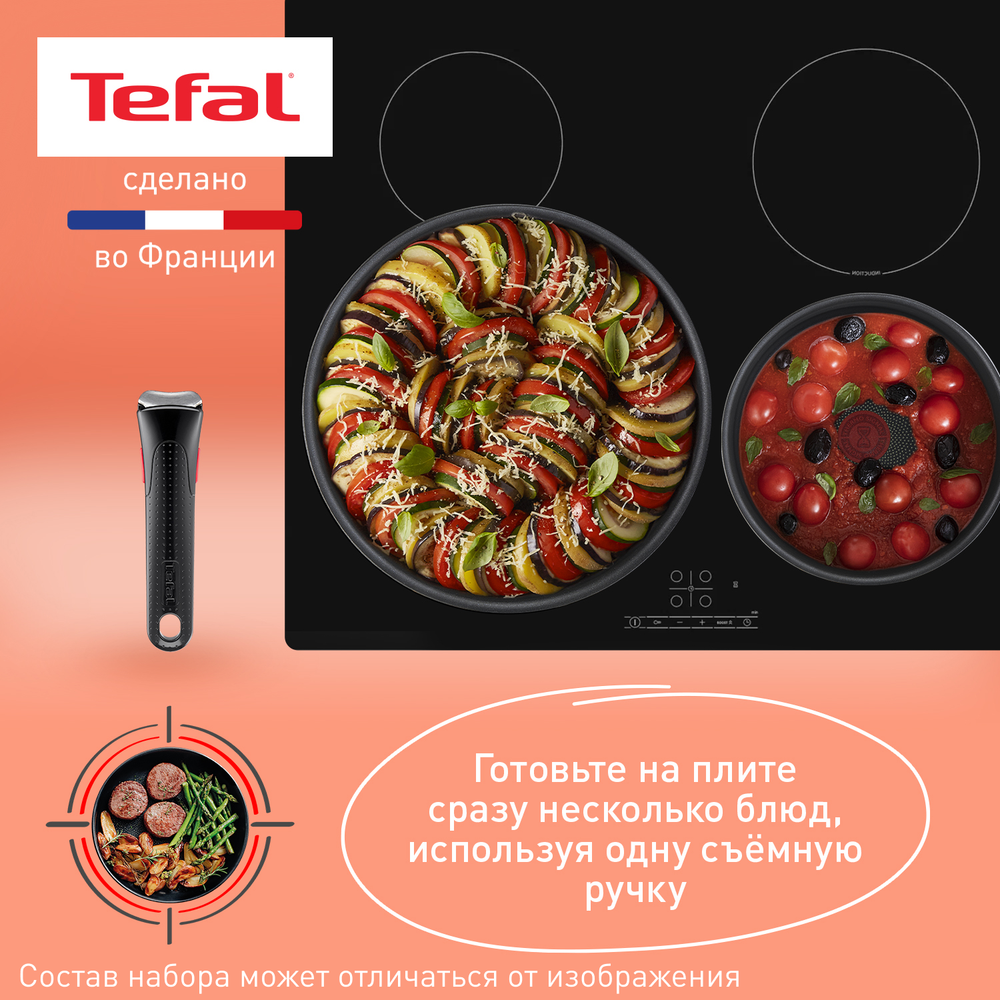 Набор посуды со съемной ручкой Tefal Ingenio Natural Force 3 предмета 22/26 см L3969202