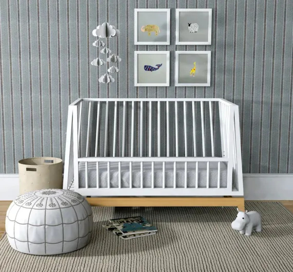 Детская кроватка с продольным маятником Луна Белый/бук