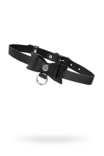 Черный чокер-ошейник с бабочкой и колечком