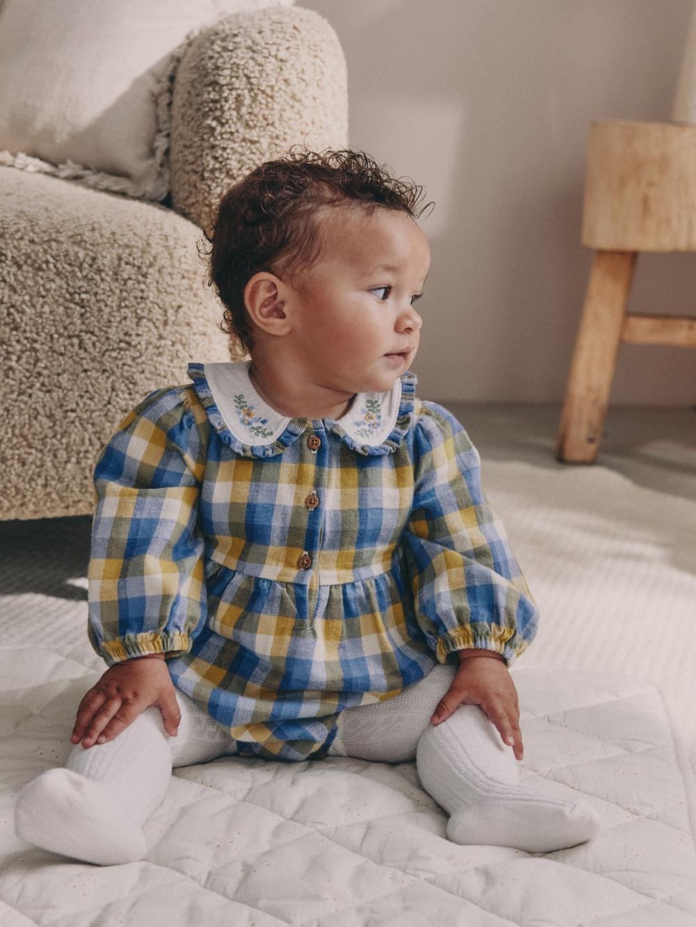 Платье-песочник и колготки в комплекте для девочки Next AN7-957, Синний, Желтый