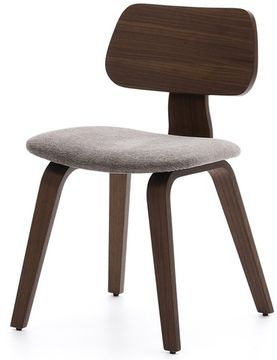 Стул Gena из бежевого шенилла с каркасом из шпона ореха и каучукового дерева