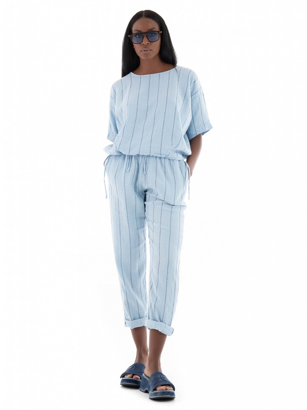 Брюки женские изо льна и вискозы Linen Straight Pants DEHA