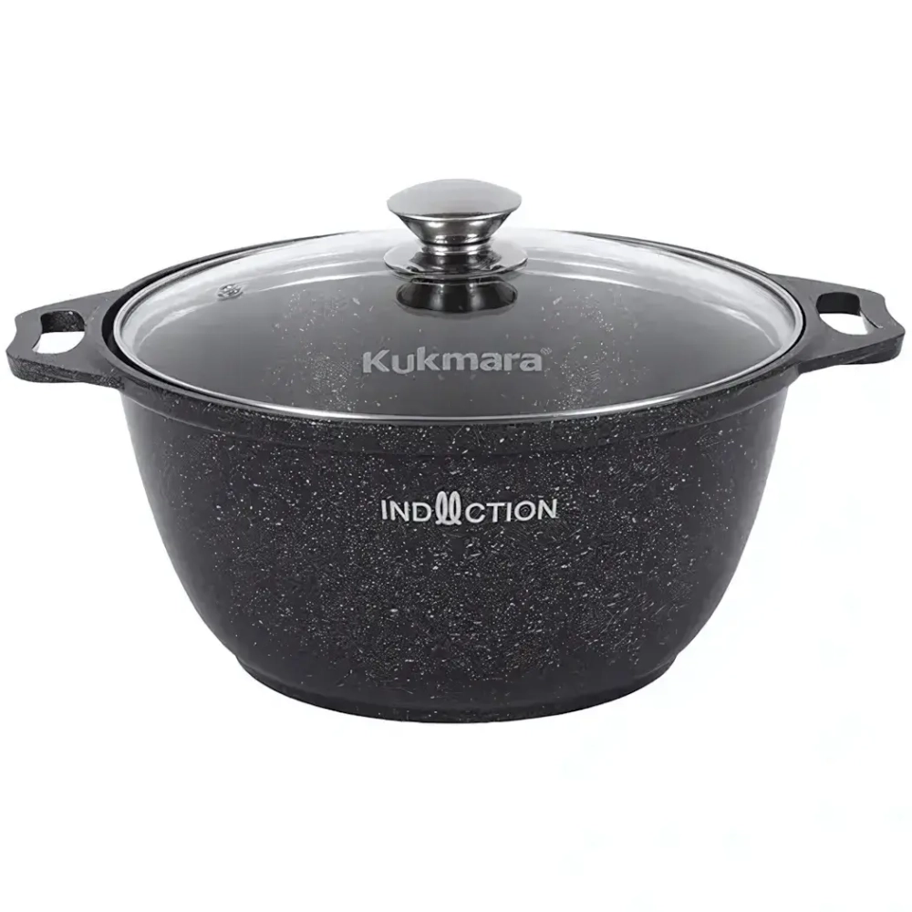 Кастрюля 2л со стекл. крышкой АП (темный мрамор) линия «Marble Induction»