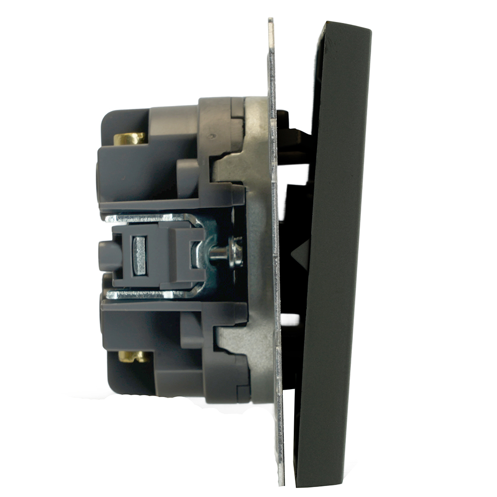 Переключатель перекрестный 2-клавишный (механизм), STEKKER, 250В, 10А, серия Эмили, RSW10-5111-01, черный уголь, soft touch 50167