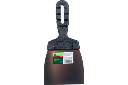 ШПАТЕЛЬ ЛОПАТКА СИБРТЕХ НЕРЖ.СТАЛЬ 100ММ ПЛАСТМАС.РУЧКА 85435