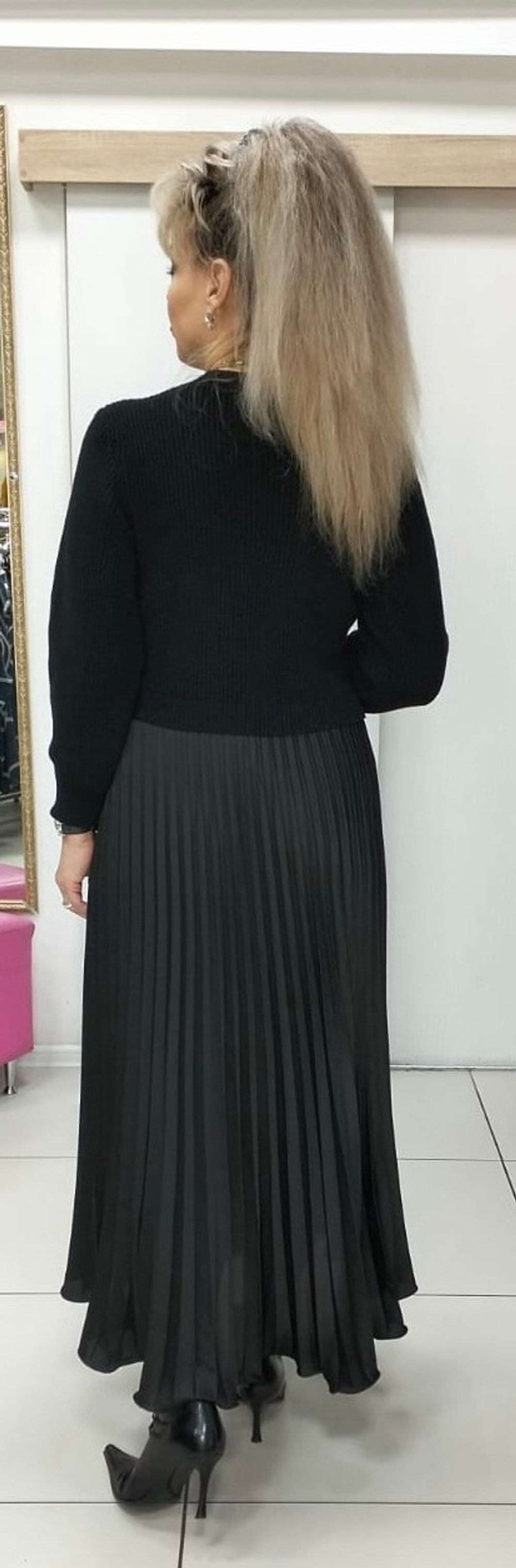 Трикотажное, итальянское, комбинированное платье