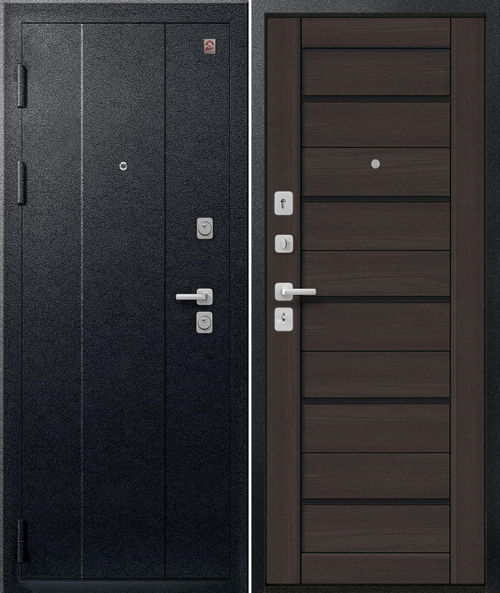 Входная дверь Центурион C-107 Чёрный муар - Лиственница тёмная