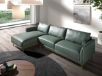 Угловой диван с левым шезлонгом 6200/5607-L-M5677 из зеленой кожи