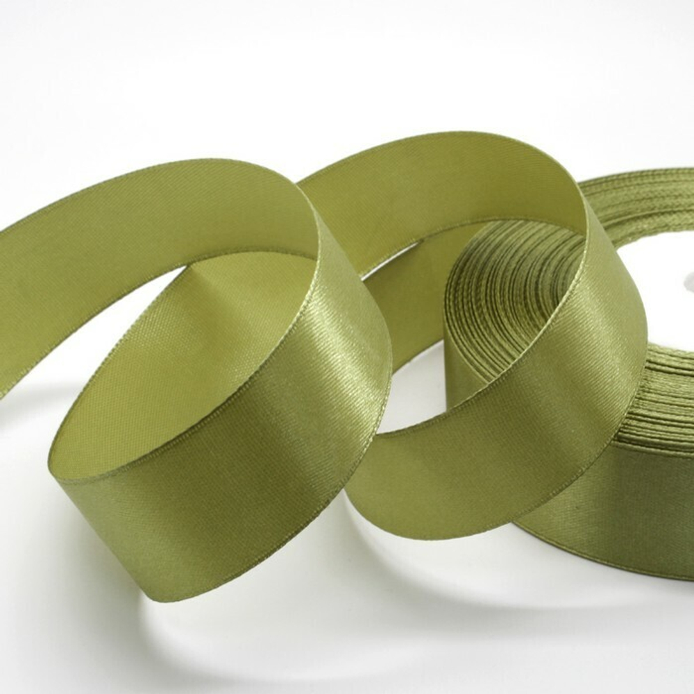 Лента атласная 25 мм. оливковая