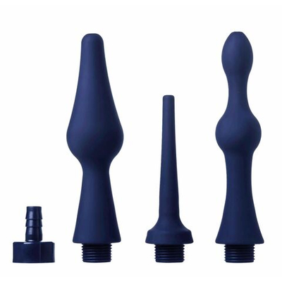 Набор из 3 универсальных насадок для анального душа Universal 3 Piece Silicone Enema Attachment Set (Цвет: синий)