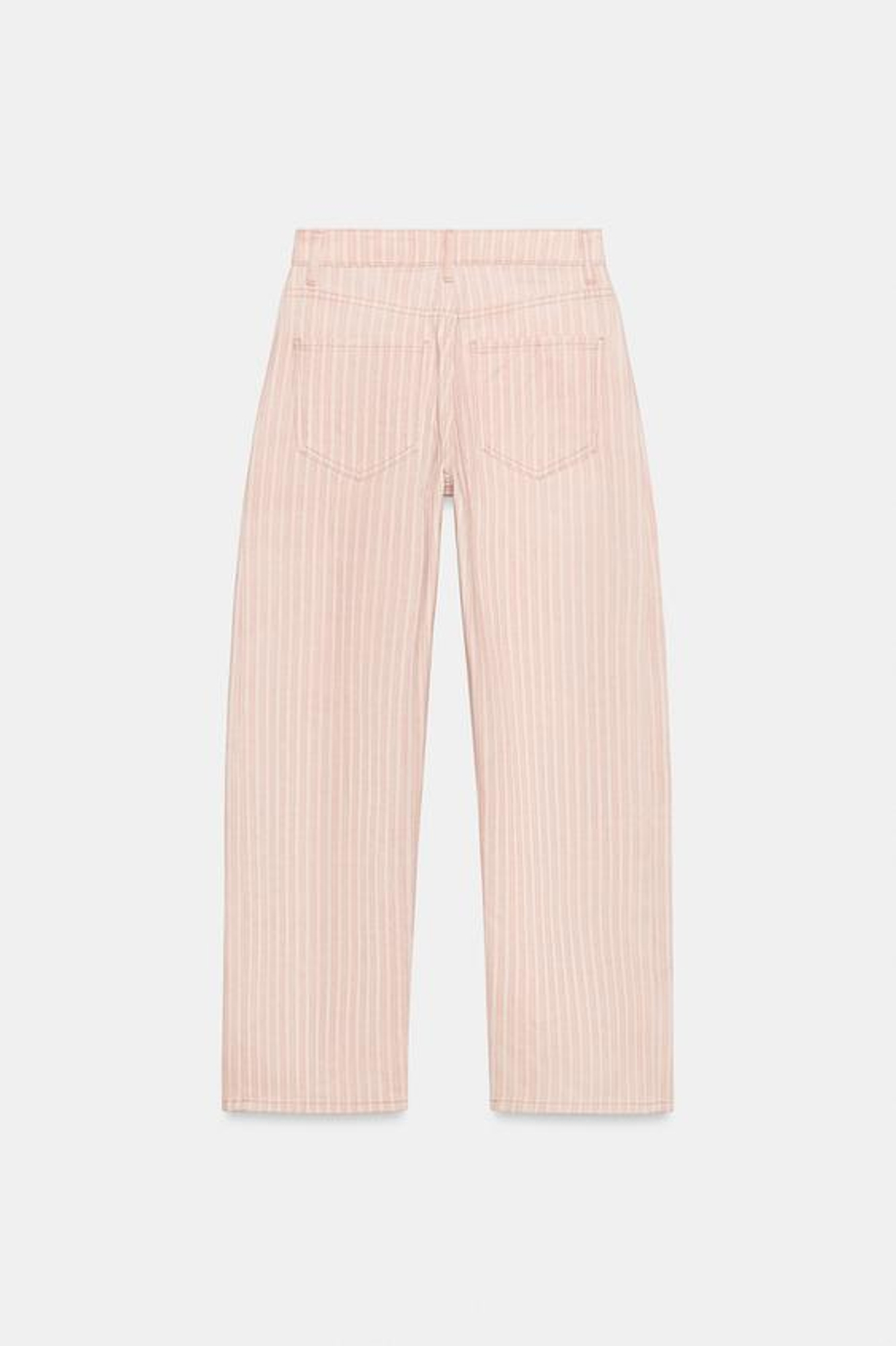ZARA ДЖИНСЫ ZW ANKLE RELAXED ПРЯМОГО КРОЯ СО СРЕДНЕЙ ПОСАДКОЙ В ПОЛОСКУ, РОЗОВЫЙ